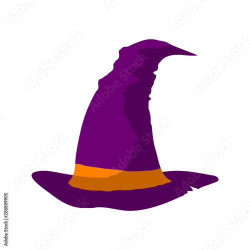 Witch cap. One of the Halloween symbols. Vector illustration.