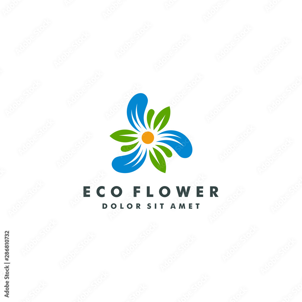 Natural flower logo design vector