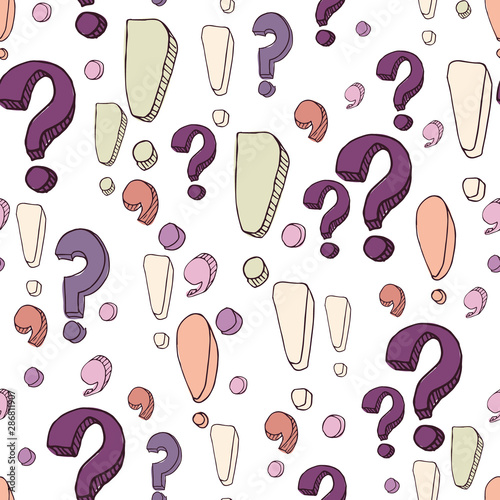 Seamless pattern doodle punctuation marks
