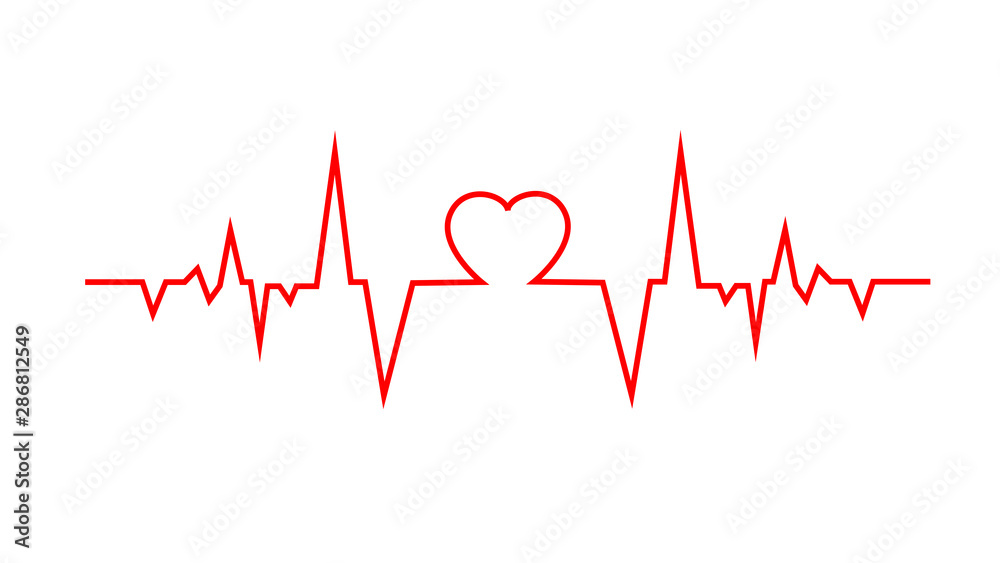 Heart pulse. Red and green colors. Heartbeat lone, cardiogram Heart pulse. Red and green colors. Heartbeat lone, cardiogram