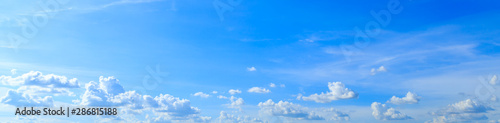 Panorama of blue sky background and white clouds in sunny day