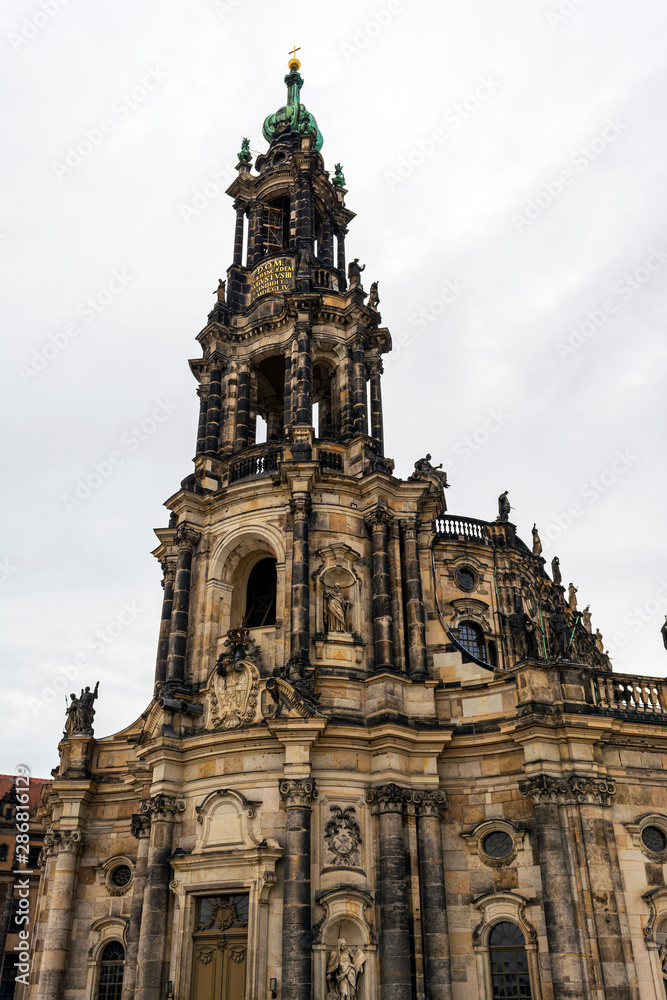 Bell tower of the Dresden Cathedral, the Cathedral of the Holy Trinity, the Catholic Church of the Royal Court of Saxony.