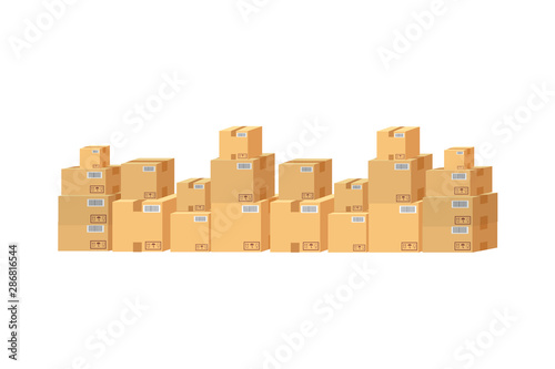 cardboard boxes set on white background isolated eps10 vector illustration