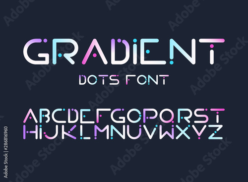 English ABC, full latin alphabet with futuristic, cyberpunk looking, digital,...