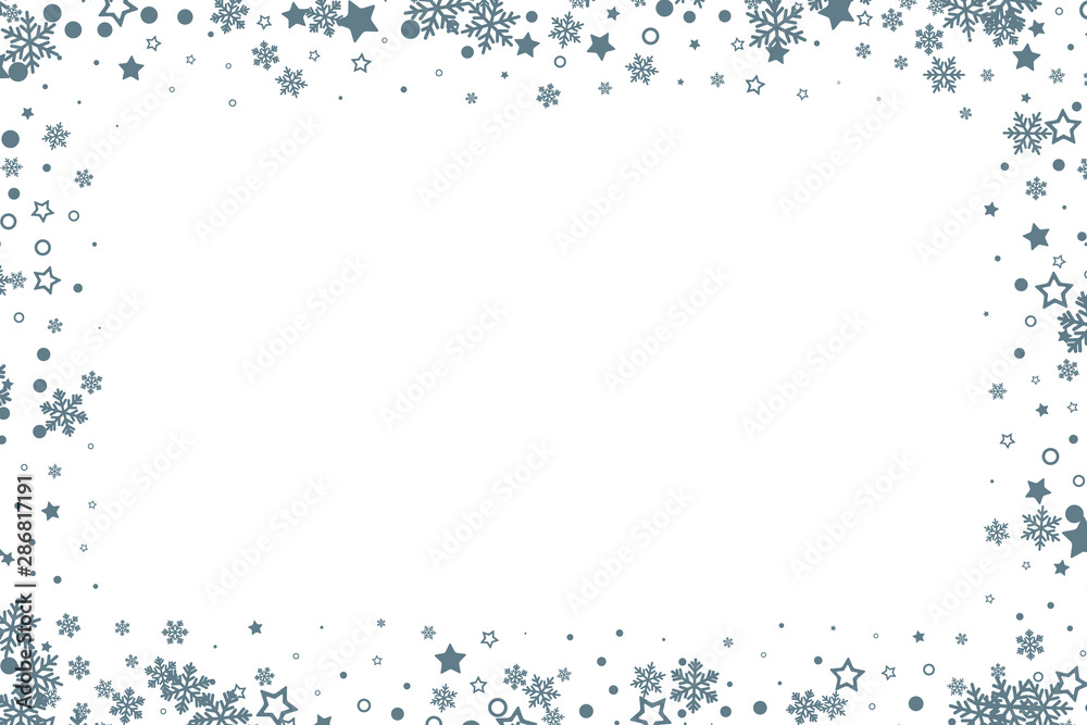 Obraz premium Christmas decoration. Winter holiday design element with snowflakes and stars. Vector ornamental frame