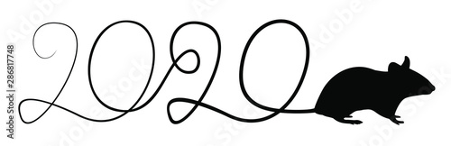 New year symbol with black rat.