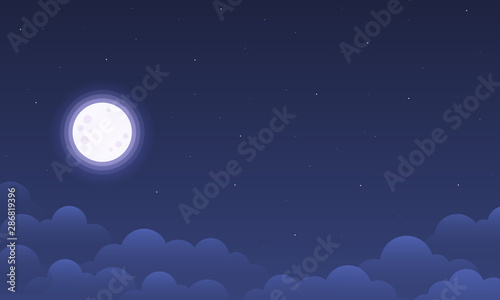 Vector night sky clouds stars. Flat clean style. Background design © Vozduh