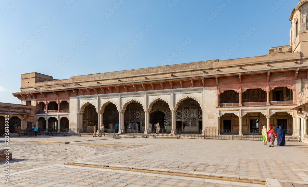 Sheesh Mahal or Palace of Mirrors in the Lahore Fort, Lahore, Punjab, Pakistan. UNESCO World Heritage Cite.