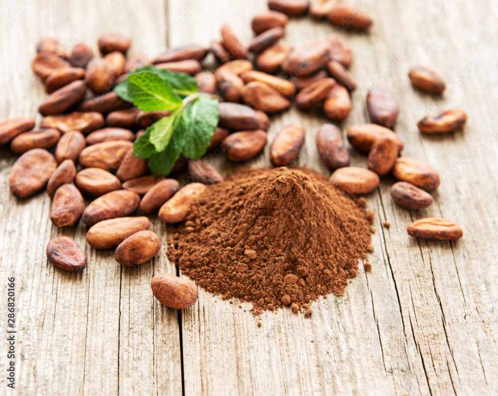 Cocoa powder and beans Cocoa powder and beans