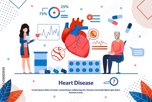 Informative Flyer Inscription Heart Disease Flat.