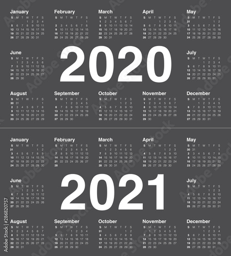 Year 2020 2021 calendar vector design template