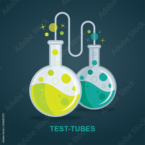 Test-tubes. Laboratory tubes vector illustrations. Flasks icons set. Laboratory test.
