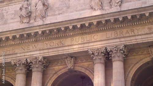 Close-up, New York City Public Library in Manhattan. photo