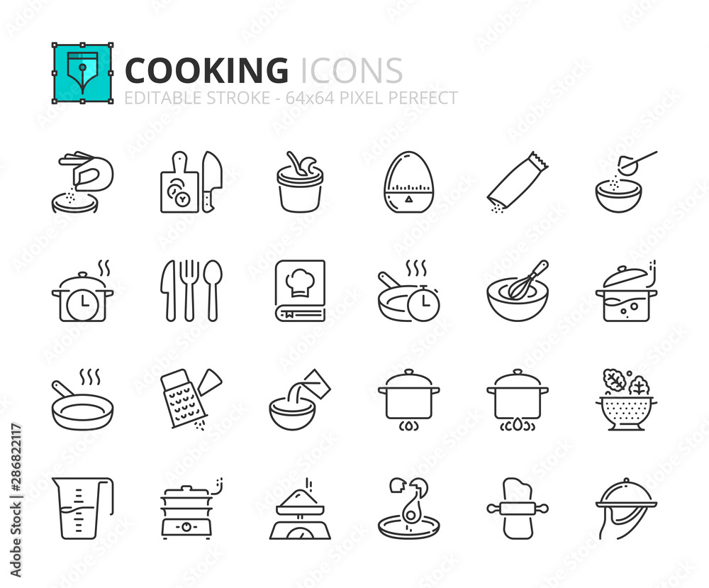 Outline icons about cooking Outline icons about cooking
