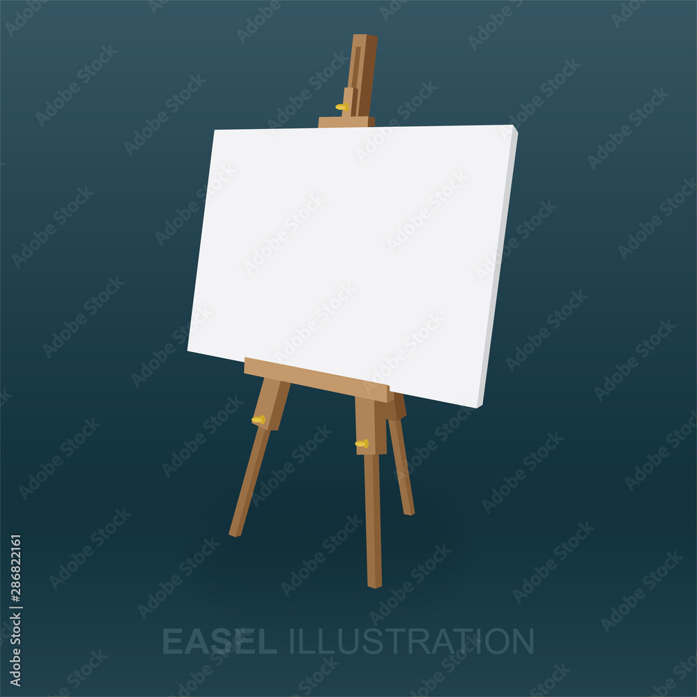 Free Vector  Wooden easels or painting art boards with white canvas front  and side view