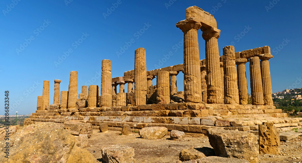 greek temple of June, site of Valley of Temples in Agrigento, Sicily