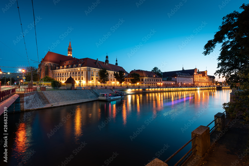 blue hour in wroclaw
