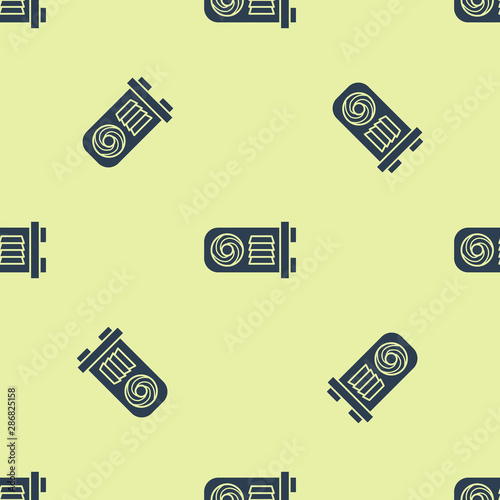 Blue Mining farm icon icon isolated seamless pattern on yellow background. Cryptocurrency mining, blockchain technology, bitcoin, digital money market, wallet. Vector Illustration