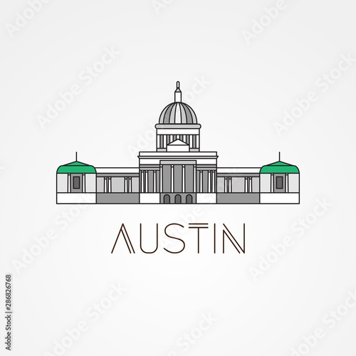 Austin USA, detailed silhouette. Trendy vector illustration, flat style. Stylish andmark. Concept for a web banner. Business travel icon