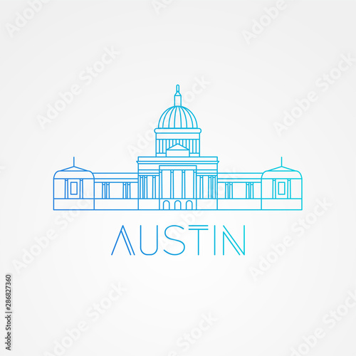 Austin USA, detailed silhouette. Trendy vector illustration, flat style. Stylish andmark. Concept for a web banner. Business travel icon
