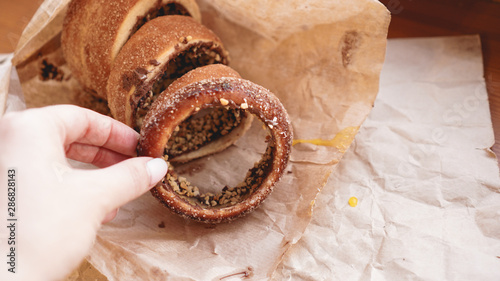 Canvas Print Trdelnik - traditional Czech hot sweet pastry sold in the streets of Prague