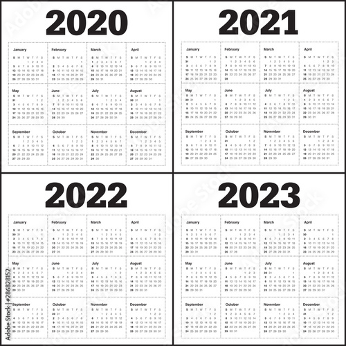 Year 2020 2021 2022 2023 calendar vector design template