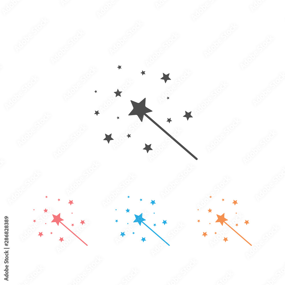 Vector Magic Wand icon set with star Vector Magic Wand icon set with star