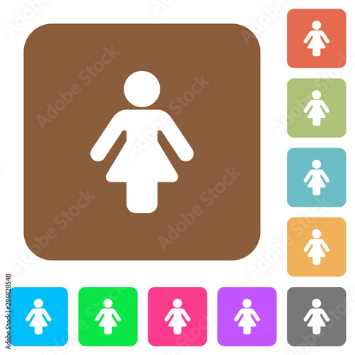 Female sign rounded square flat icons