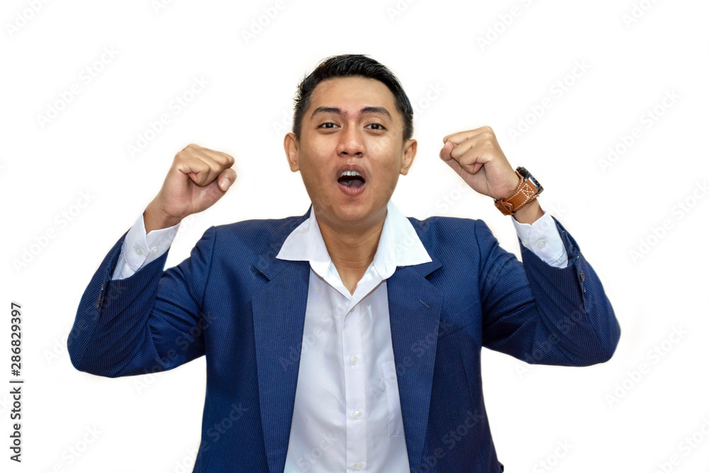 Portrait of successful asian businessman expressing succes Portrait of successful asian businessman expressing succes