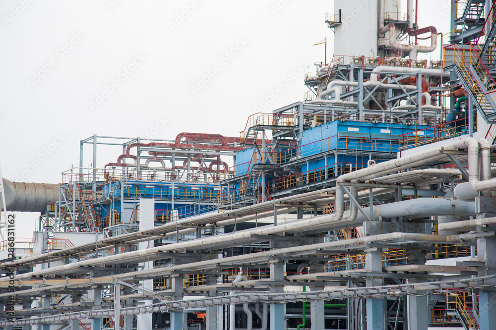 Oil and gas industrial. Oil refinery plant form industry