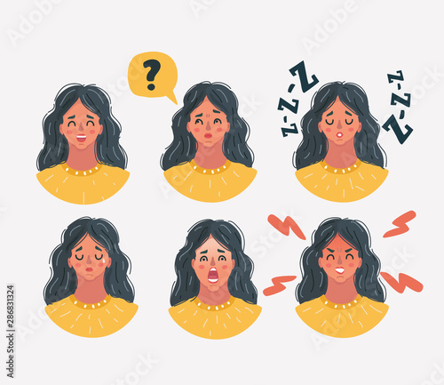 Set of woman's emotions. Facial expression.