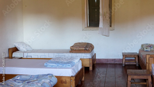 Old wooden bed  dormitory 