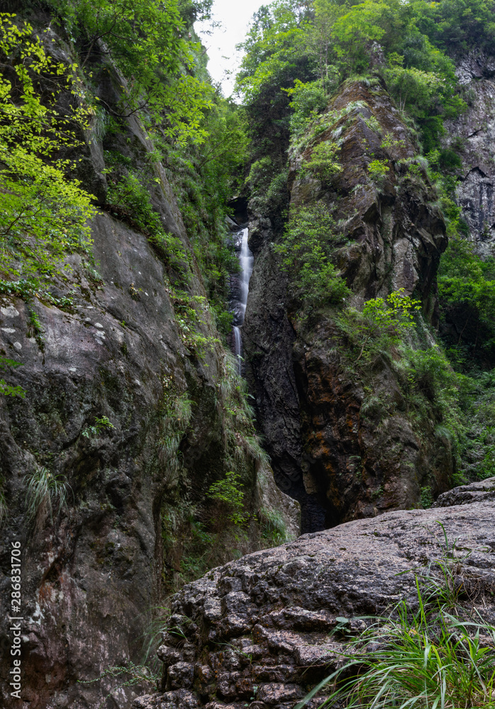 Waterfall in the Xuansheng Area of Mount Yandong in Yueqing, Zhejiang, China.