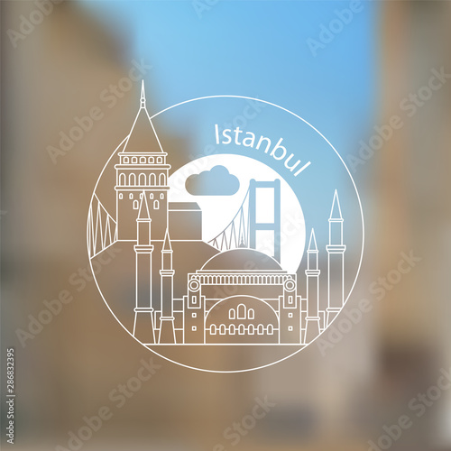 Istanbul Turkey, detailed silhouette. Trendy vector illustration, flat style. Stylish colorful landmarks. The concept for a web banner. Business icon