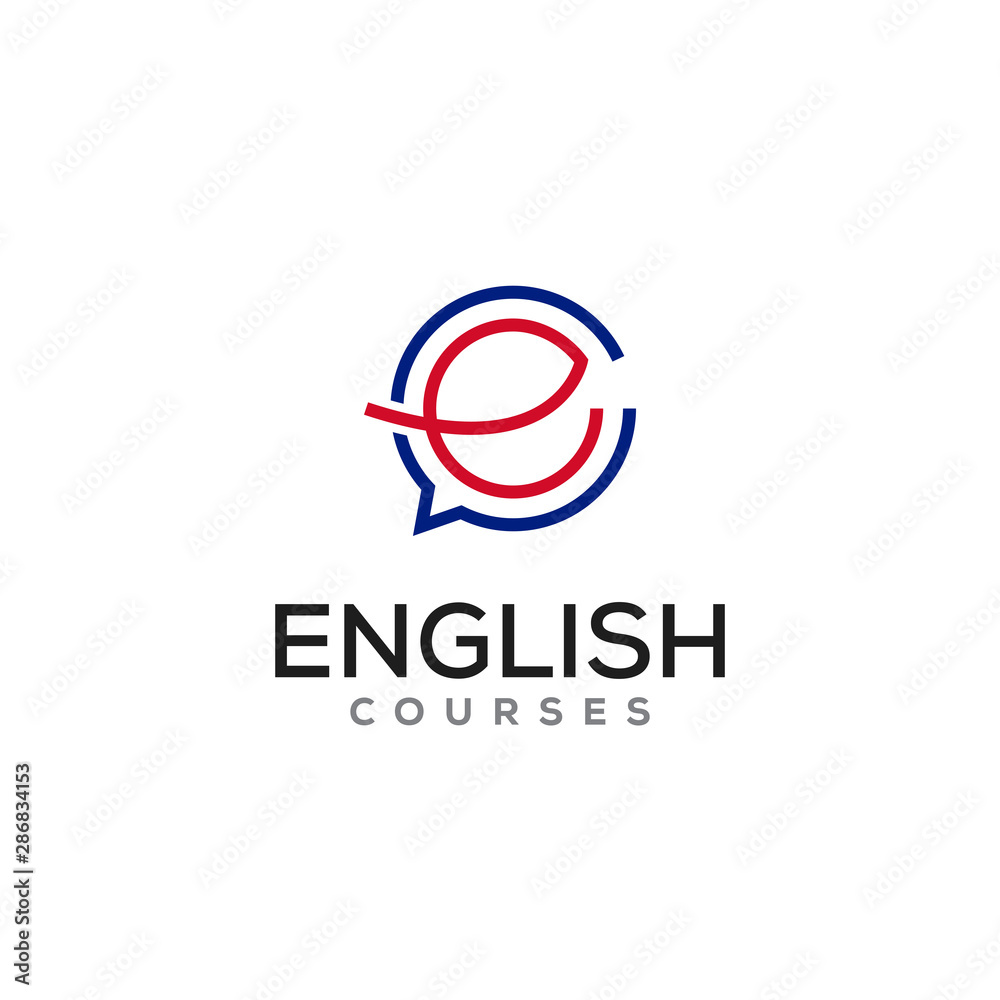 stylish & iconic logo for english Courses online.