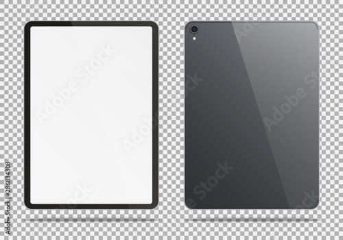 Realistic dark grey tablet pc.