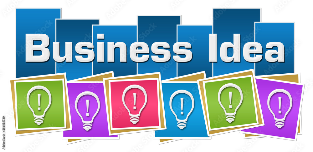 Business Idea Bulbs Blue Colorful Squares Boxes Business Idea Bulbs Blue Colorful Squares Boxes