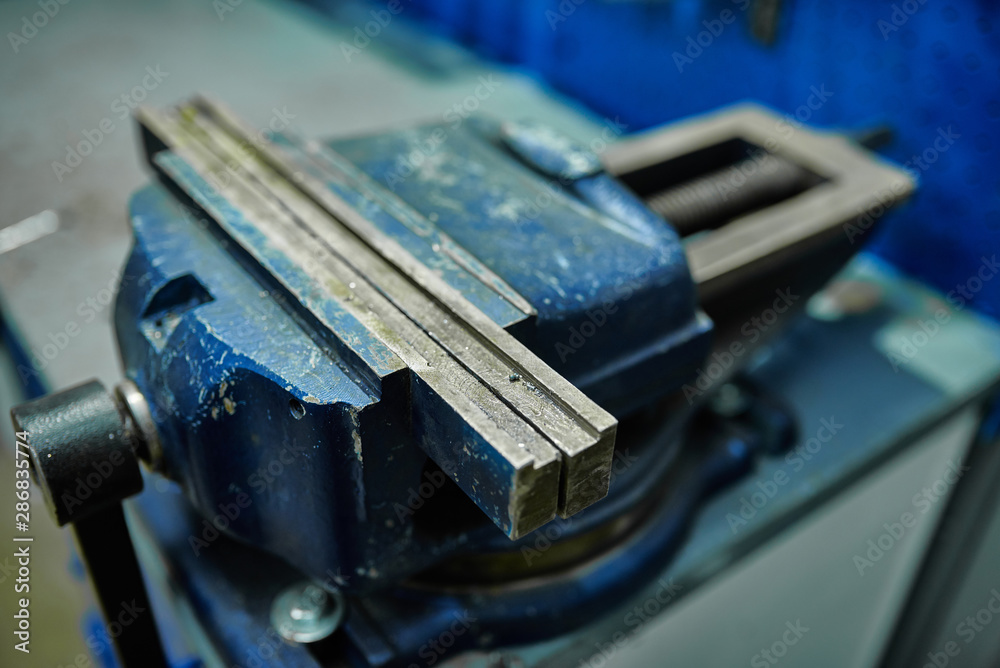 Vice metalwork in a car workshop. Vice metalwork in a car workshop.