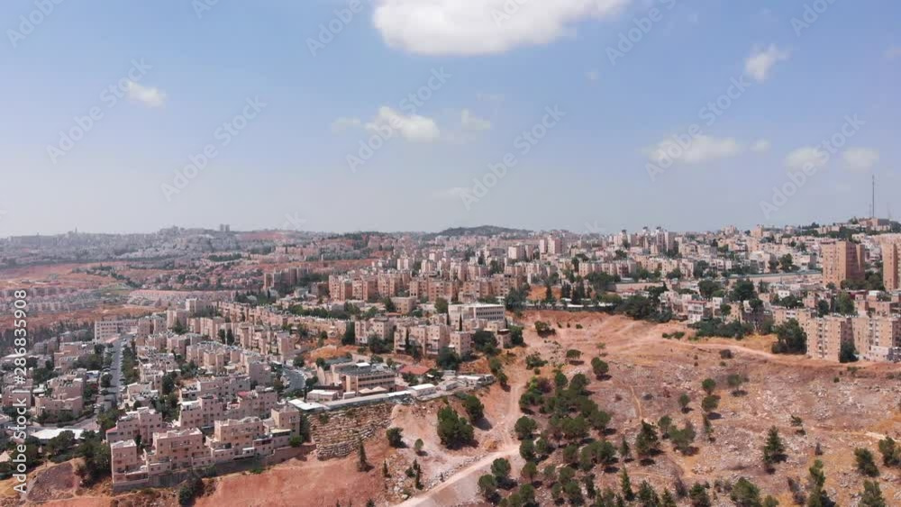Center Jerusalem Aerial View Drone shot over center of Jerusalem Israel Center Jerusalem Aerial View Drone shot over center of Jerusalem Israel