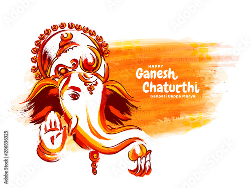 illustration of Lord Ganpati with abstract background for Ganesh Chaturthi festival of India.