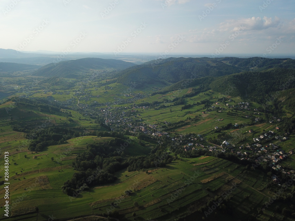 Aero lanscape in beautiful ukrainian mountain city Yaremche Aero lanscape in beautiful ukrainian mountain city Yaremche