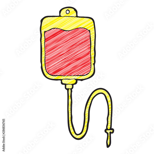 digitally drawn illustration blood bag design. hand drawing shaded style