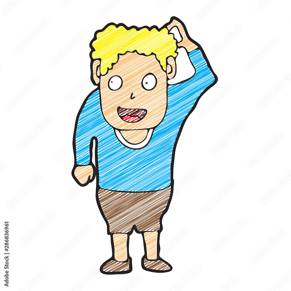 Obraz premium digitally drawn illustration male character design. hand drawing shaded style