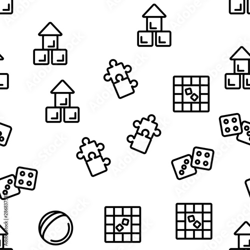 Interactive Kids Games Vector Seamless Pattern Contour Illustration