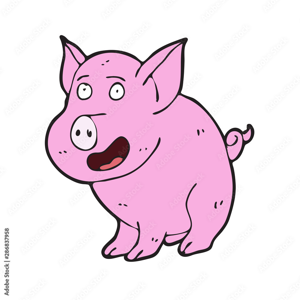 digitally drawn illustration pig design. hand drawing style