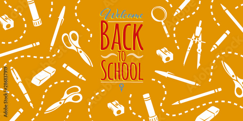 welcome back to school vector poster orange background