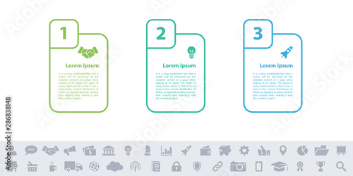Business infographic design template with 3 steps or options using for process diagram, workflow layout, flow chart, infograph and banner