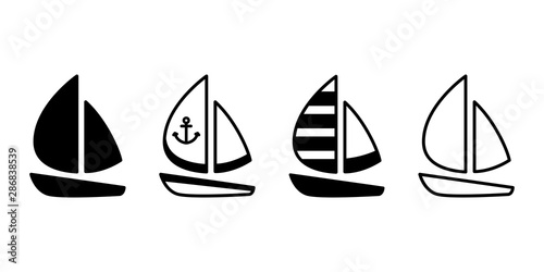boat vector icon yacht logo symbol Anchor pirate maritime Nautical sea ocean doodle character cartoon illustration doodle design