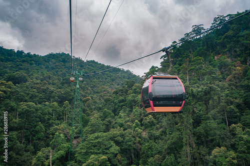 Cable Car way to mountain Fatasyl park, Ba na hill, Vietnam.