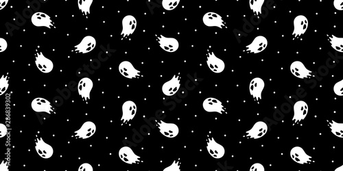 Ghost seamless pattern Halloween vector spooky repeat wallpaper scarf isolated tile background devil evil cartoon illustration doodle gift wrap paper design
